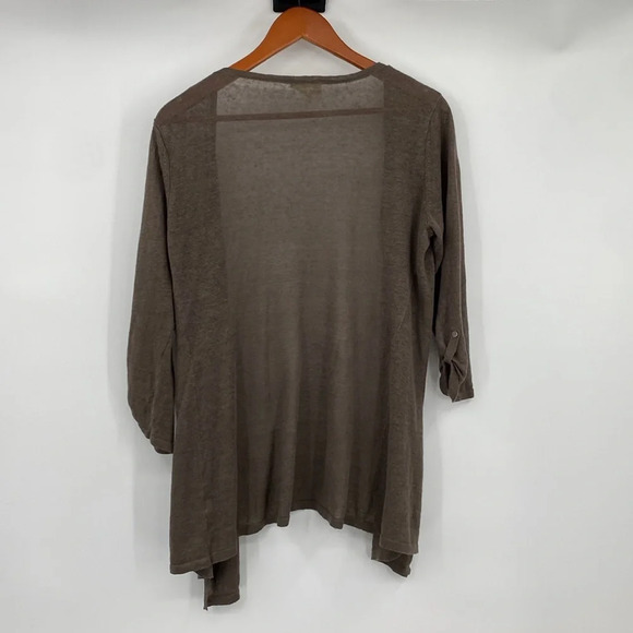 Project Tank Blouse Cardigan Set Womens Sz Medium White Green Striped Linen Cowl - Picture 13 of 13